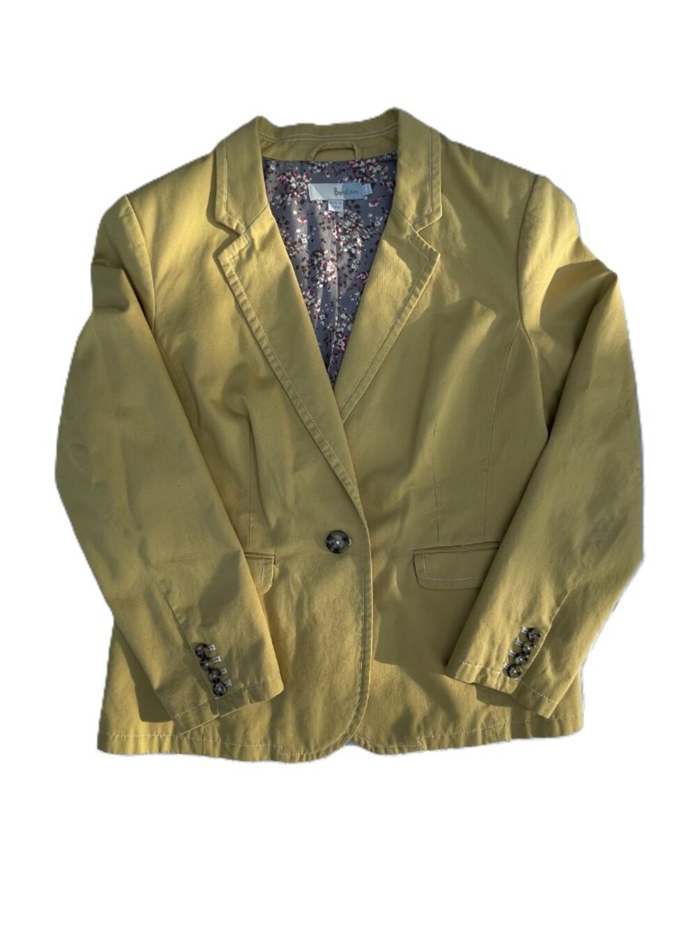 Boden Women's Yellow Cotton Blazer - Size 12